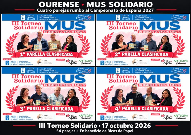 Ourense reúne a 54 parejas por Bicos de Papel y clasifica a cuatro para el Campeonato de España 2027
