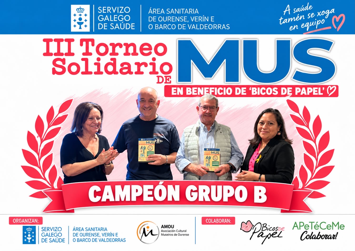 Campeones del grupo B del III Torneo Solidario de Mus de Ourense 2026