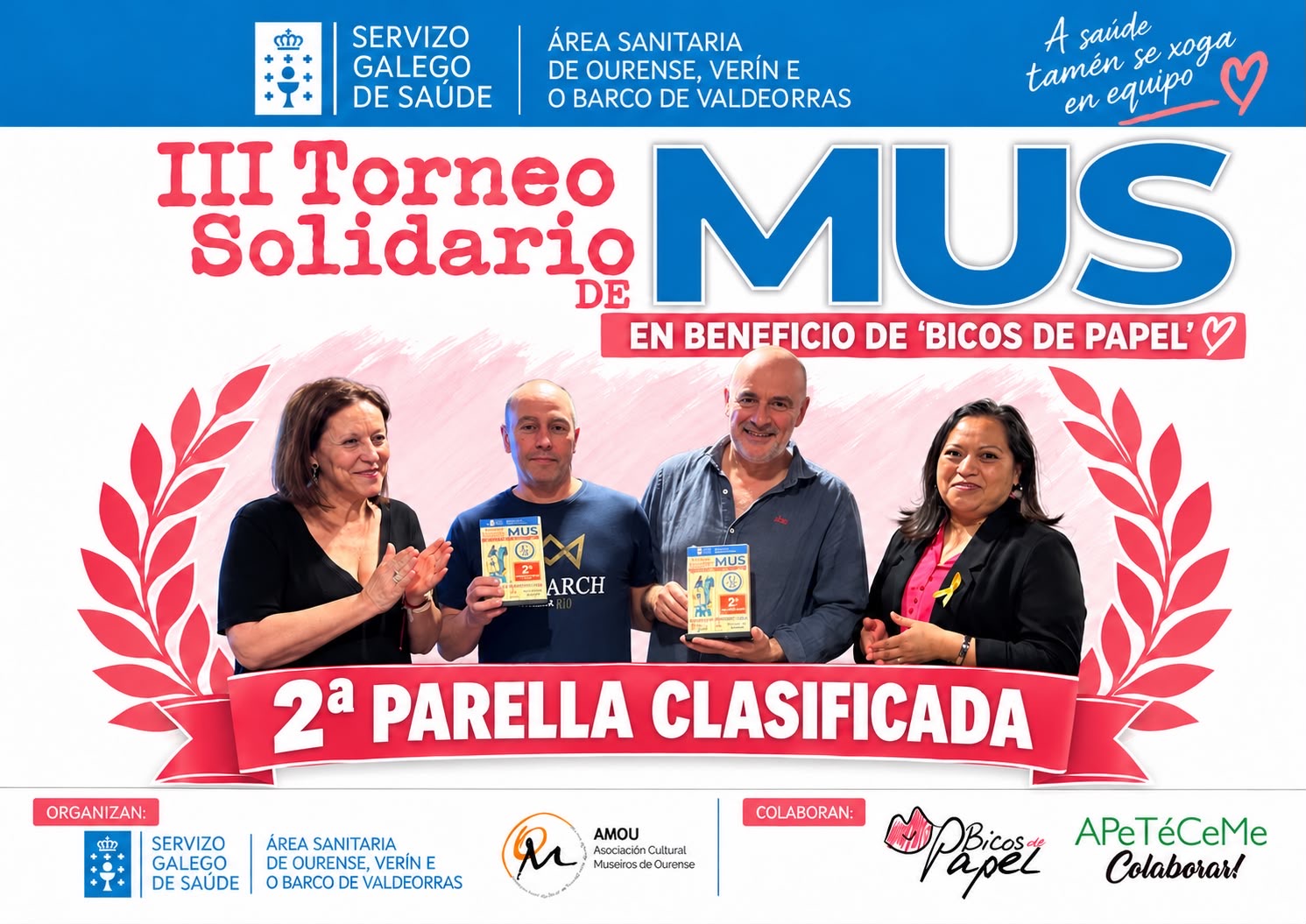 2.ª pareja clasificada del III Torneo Solidario de Mus de Ourense 2026